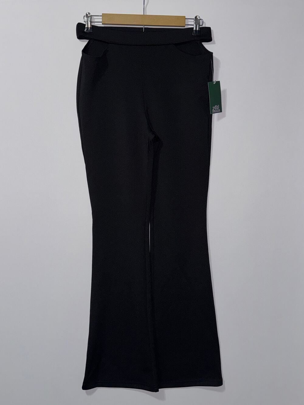 Wild fable Super-High Rise Hip Cut Out Flare black Pants women’s Size Medium